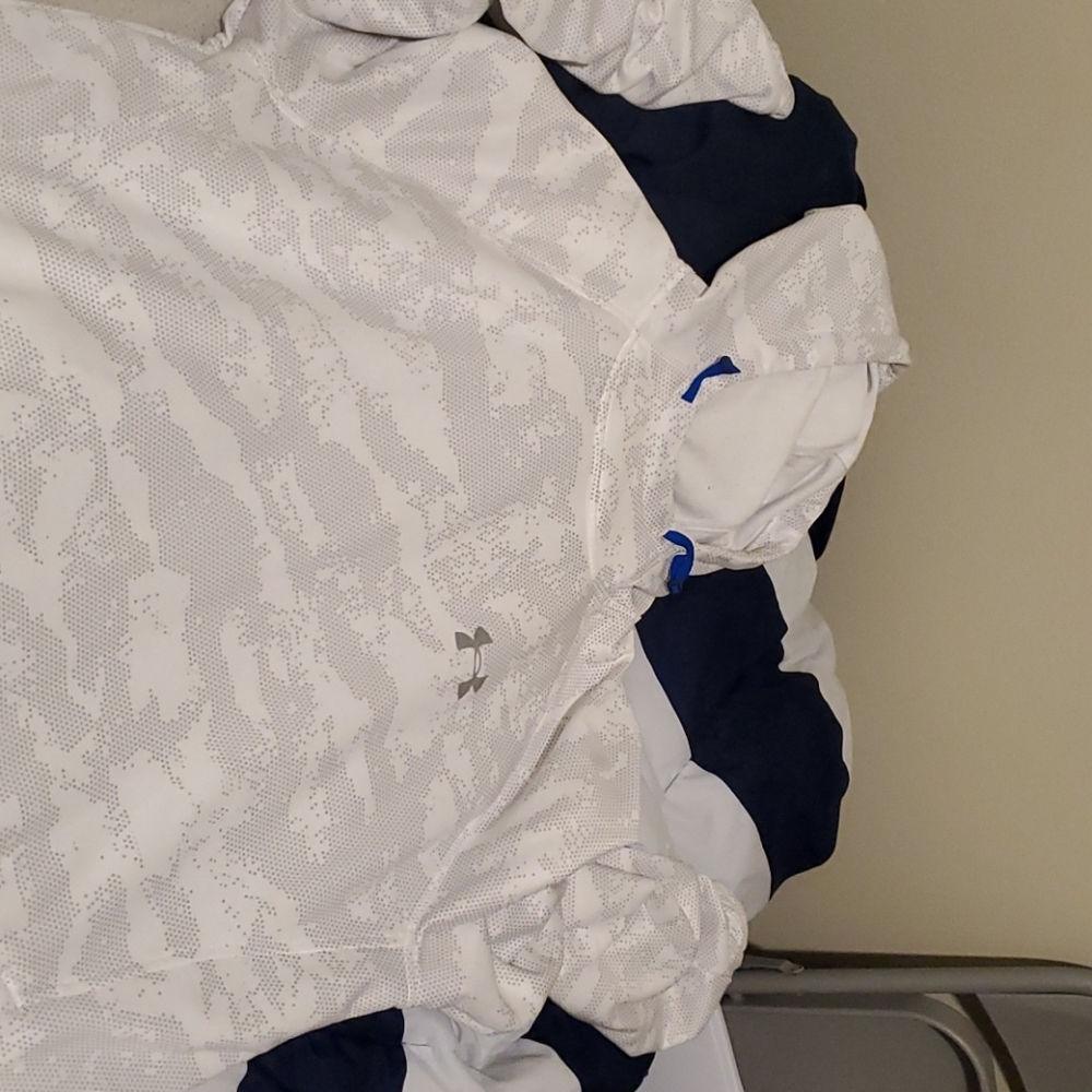 Grey and white under armor hoodie